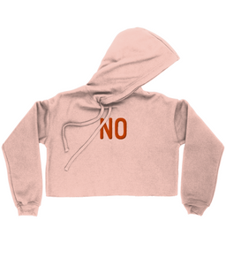 “NO” Embroidered, Pre-Cropped Hoodie