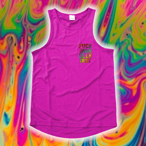 "PSYCHEDELIC SILLY PUPPY" FRONT AND BACK PRINT Vest- Assorted Colours