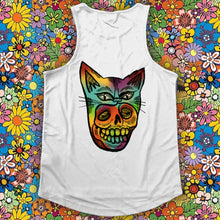 Load image into Gallery viewer, &quot;PSYCHEDELIC KITTY-MASK SKULL&quot; FRONT AND BACK PRINT Vests- Assorted Colours

