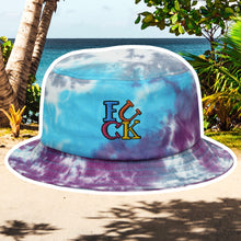 Load image into Gallery viewer, “FUCK” Embroidered tie dye bucket hat
