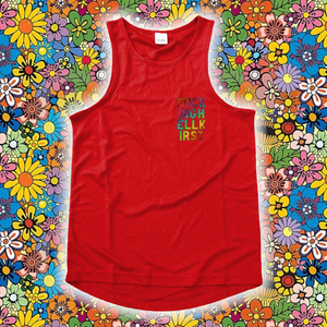 "PSYCHEDELIC KITTY-MASK SKULL" FRONT AND BACK PRINT Vests- Assorted Colours