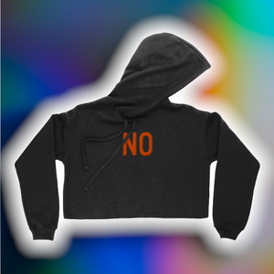 “NO” Embroidered, Pre-Cropped Hoodie