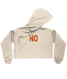 “NO” Embroidered, Pre-Cropped Hoodie