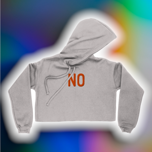 “NO” Embroidered, Pre-Cropped Hoodie
