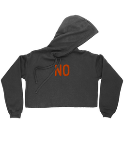 “NO” Embroidered, Pre-Cropped Hoodie